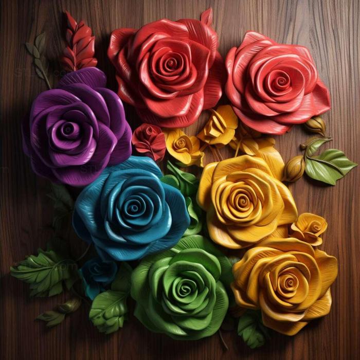 Rainbow roses 3